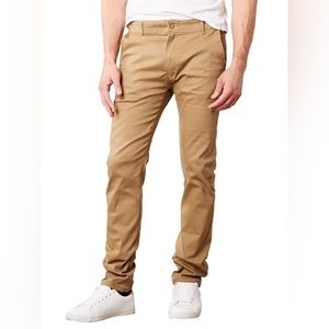 Galaxy by Harvic Stretch Skinny Chino Pants Size W34 x L30 Color Timber